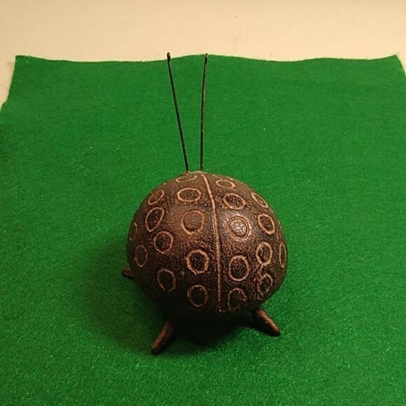 Cast Metal Brown Ladybug Insect Figurine Country Cottagecore Kitsch Garden - Picture 4 of 6